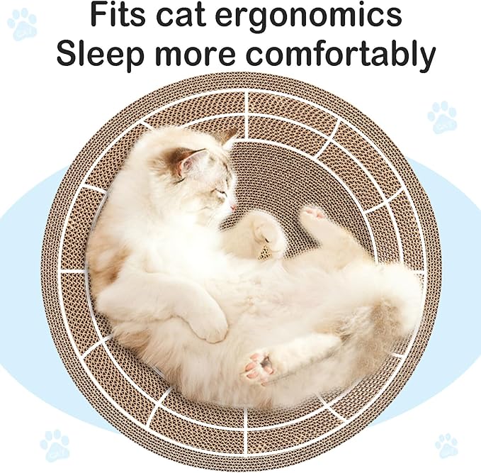 Round Cat Scratcher Bed, 17.7x17.7 Inch Cardboard Cat Scratcher Bowl - Image 5