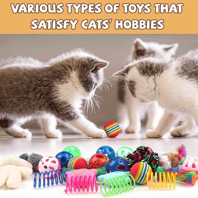 QUOZUO 30 Pcs Cat Toy Kitten Toys Set, Interactive Cat Toy Wand Cat Springs - Image 6
