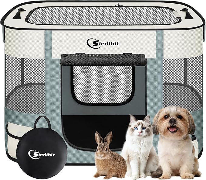 Dog Playpen, Cat Pet Puppy Pen, Portable Playpens by Siedihit