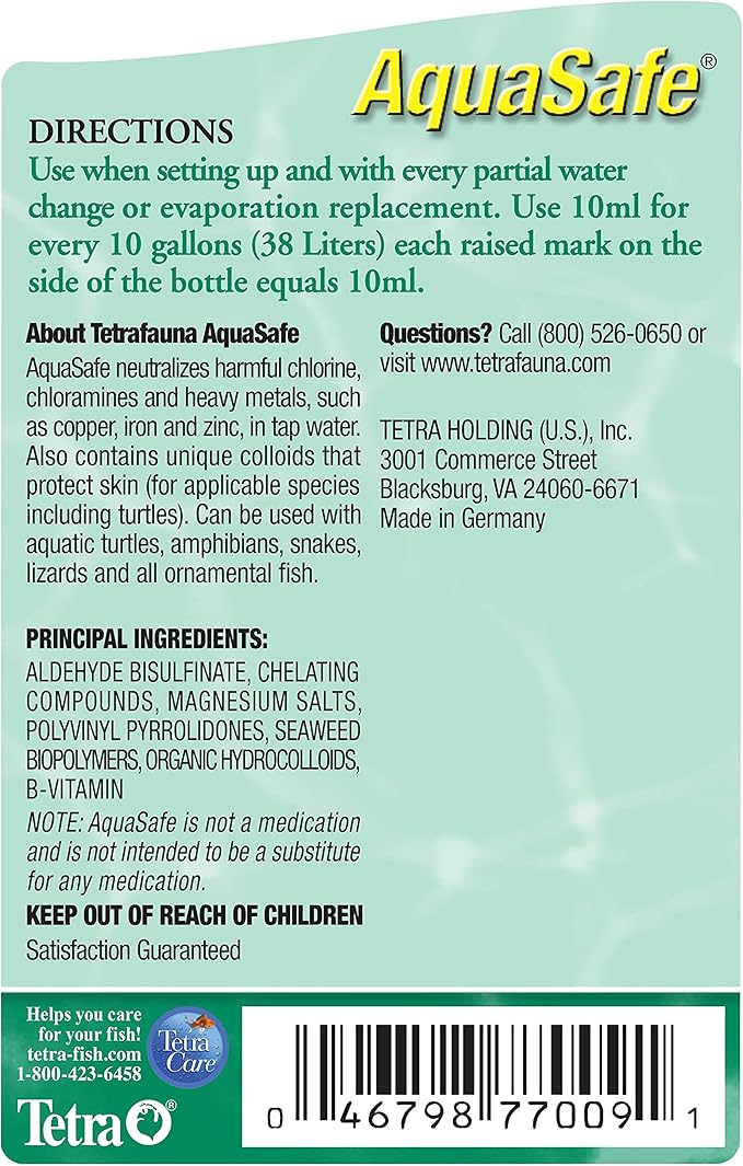 TetraFauna AquaSafe for Reptiles and Amphibians 3.38 Oz, Aqua-Terrarium Water - Image 3