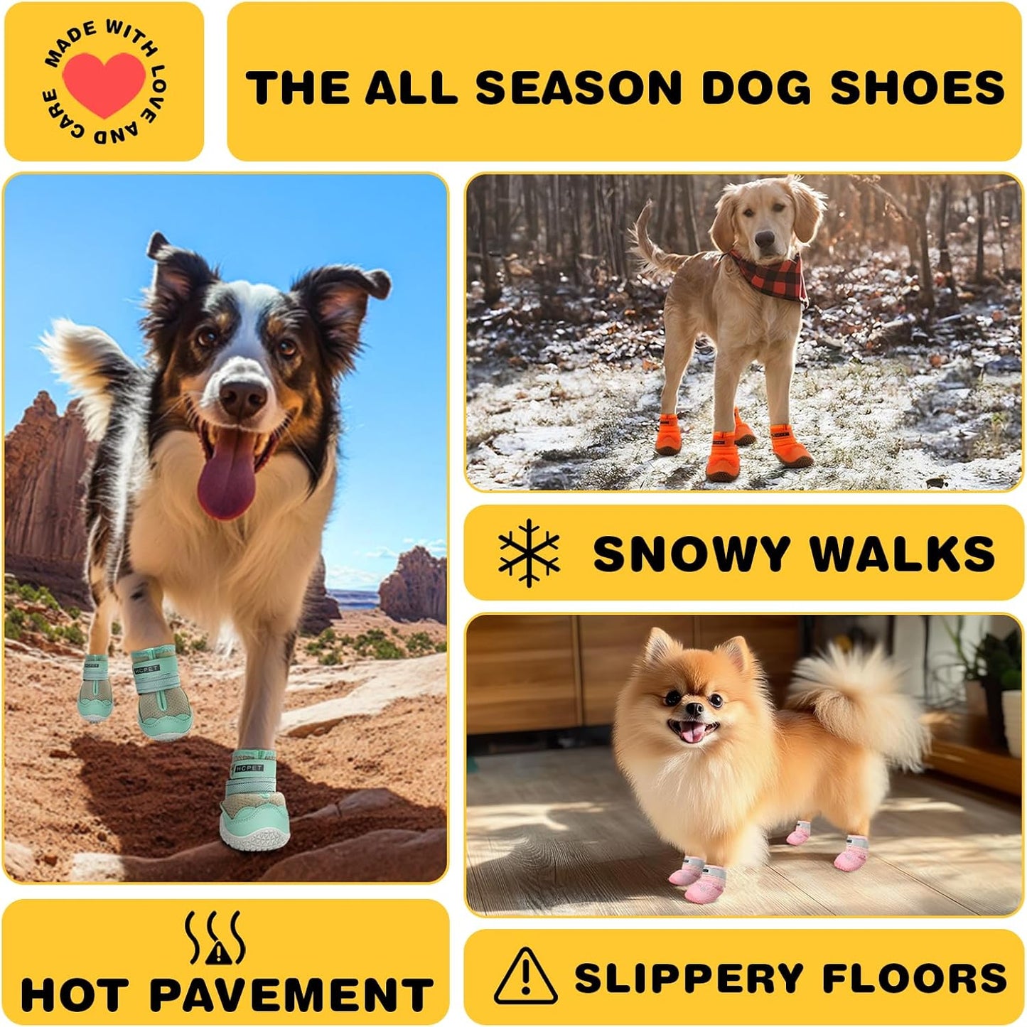 Hcpet Dog Shoes for Large Dogs, Breathable Dog Booties for Small Medium Dogs, Anti-Slip Dog Boots & Paw Protectors for Hot Pavement Winter Snow Hiking with Reflective Straps Blue Size 5
