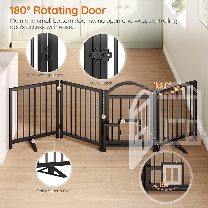 HOOBRO 4 Panel Freestanding Dog Gate - Image 6