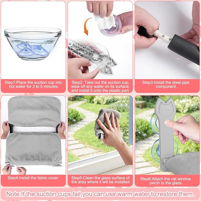 2 Pack Cat Window Perch, Cat Window Hammock Cordless Foldable Window Bed - Image 6