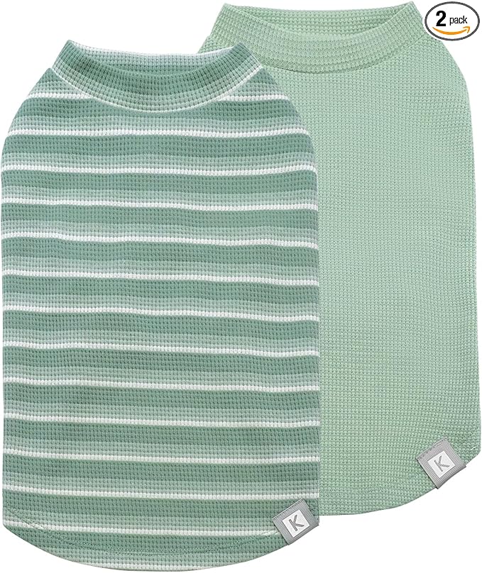 KYEESE 2Pack Waffle Dog Shirts, Lightweight Sleeveless Dog T Shirts by KYEESE