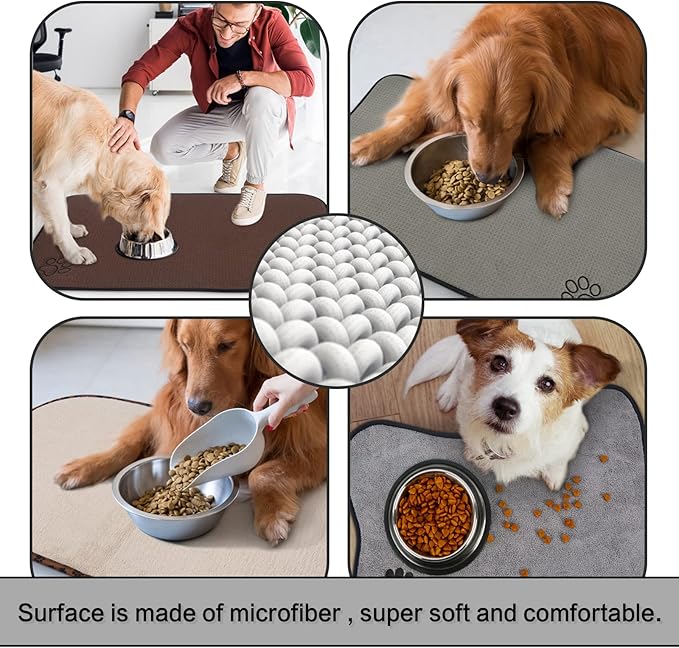 SINLAND Microfiber Extra-Large Pet Food Mat Dish Drying Mat Dog Feeding Mats - Image 7