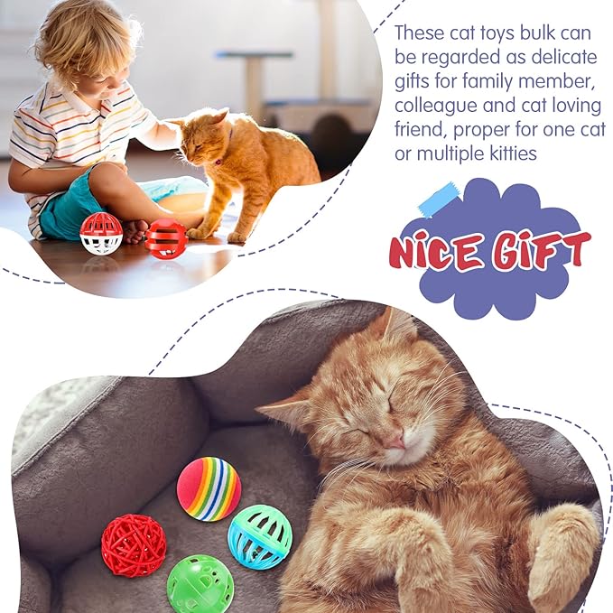 Hungdao 100 Pcs Cat Toys Bulk Plastic Small Crinkle Ball Assorted Cat Balls - Image 6