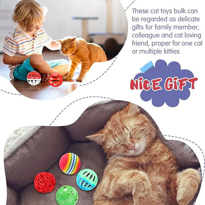 Hungdao 100 Pcs Cat Toys Bulk Plastic Small Crinkle Ball Assorted Cat Balls - Image 6