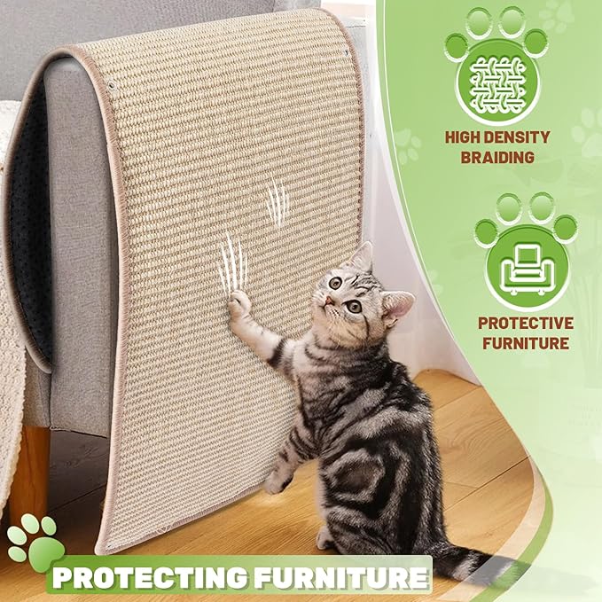 Natural Sisal Cat Wall Climbing Carpet, Wall Scratcher Carpet Mat Pad, Cat - Image 5