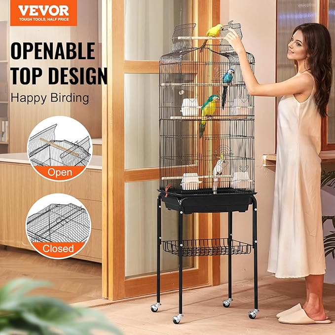 VEVOR 64-inch Open Top Large Parrot Bird Cage - Image 2