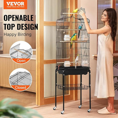 VEVOR 64-inch Open Top Large Parrot Bird Cage - Image 2