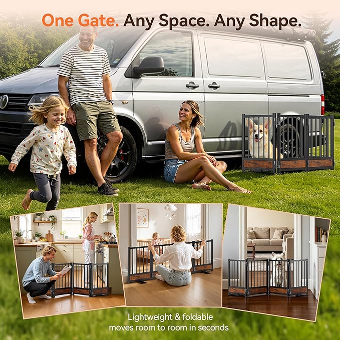 Dog Gate for Small Dogs, Heavy Duty Step-Over Doorway Puppy Barrier, Anti-Tip - Image 5