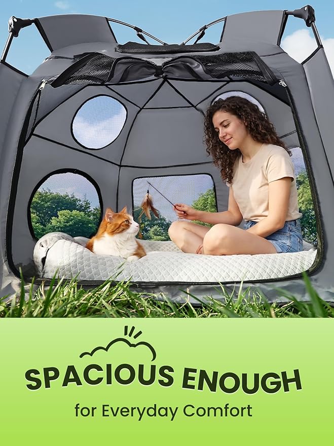 Catio Outdoor Cat Enclosure, Rywell 55” Extra Large Catio Pop Up Indoor Outdoor - Image 2