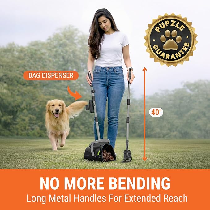 Pupzle Dog Pooper Scooper with Bag Attachment, Dog Poop Scoop - Image 2