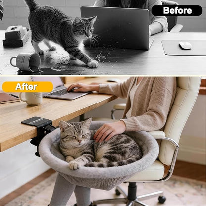 Cat Desk Bed Foldable Sunken Design, 2 Reversible Cushions - Image 4