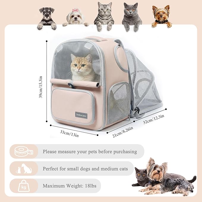 Cat Backpack Carrier Expandable, Breathable Mesh & Lockable Zippers & Shaded - Image 2
