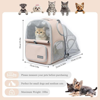Cat Backpack Carrier Expandable, Breathable Mesh & Lockable Zippers & Shaded - Image 2