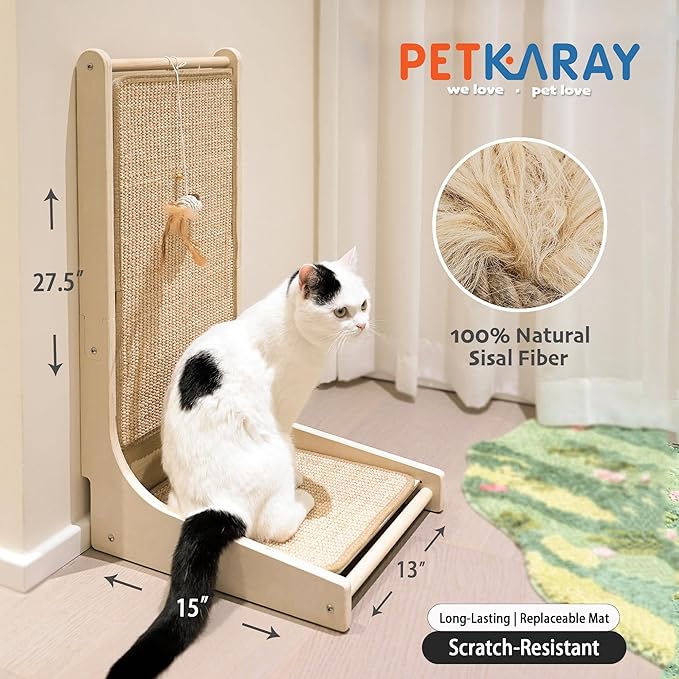 PETKARAY Cat Scratcher, Sisal Cat Scratch Pad, L Shape Scratching Board - Image 2
