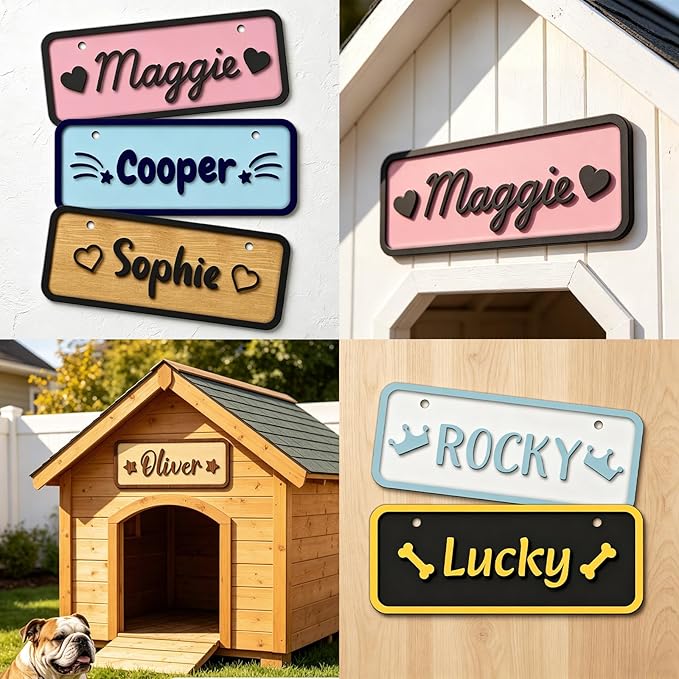 Personalized Dog Room Decor Custom Dog Crate Accessories Name Plate Doghouse - Image 2