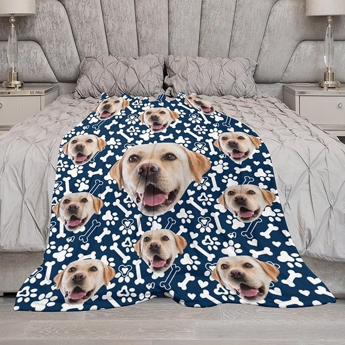 Personalized Dog Blanket with Name Customized Paw Prints Pet Blanket Loss - Image 6