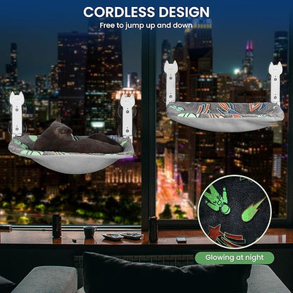 HiPetpy 2 Pack Cat Window Perch, Glow in The Dark Foldable Cat Hammock - Image 4