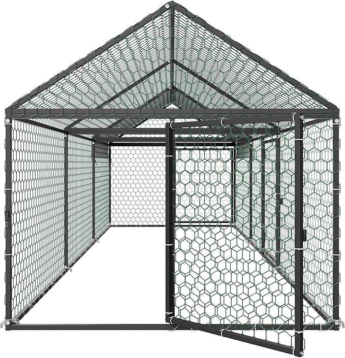 VEVOR Metal Chicken Coop for 6-8 Chickens, 3.3 x 9.8 x 3.3 ft, Small Chicken - Image 9