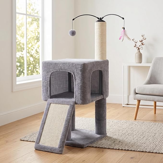 Roypet 32" Cat Tree for Indoor Cats, 2-in-1 Cat House - Image 3
