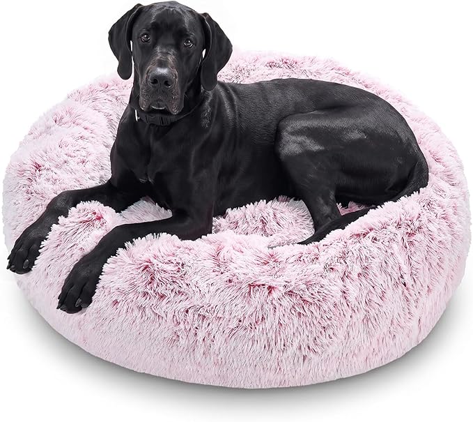 JOLLYVOGUE Dog Beds Large Sized Dog, Calming Anti-Anxiety Dog Bed, Fluffy Donut by JOLLYVOGUE