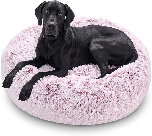 JOLLYVOGUE Dog Beds Large Sized Dog, Calming Anti-Anxiety Dog Bed, Fluffy Donut by JOLLYVOGUE