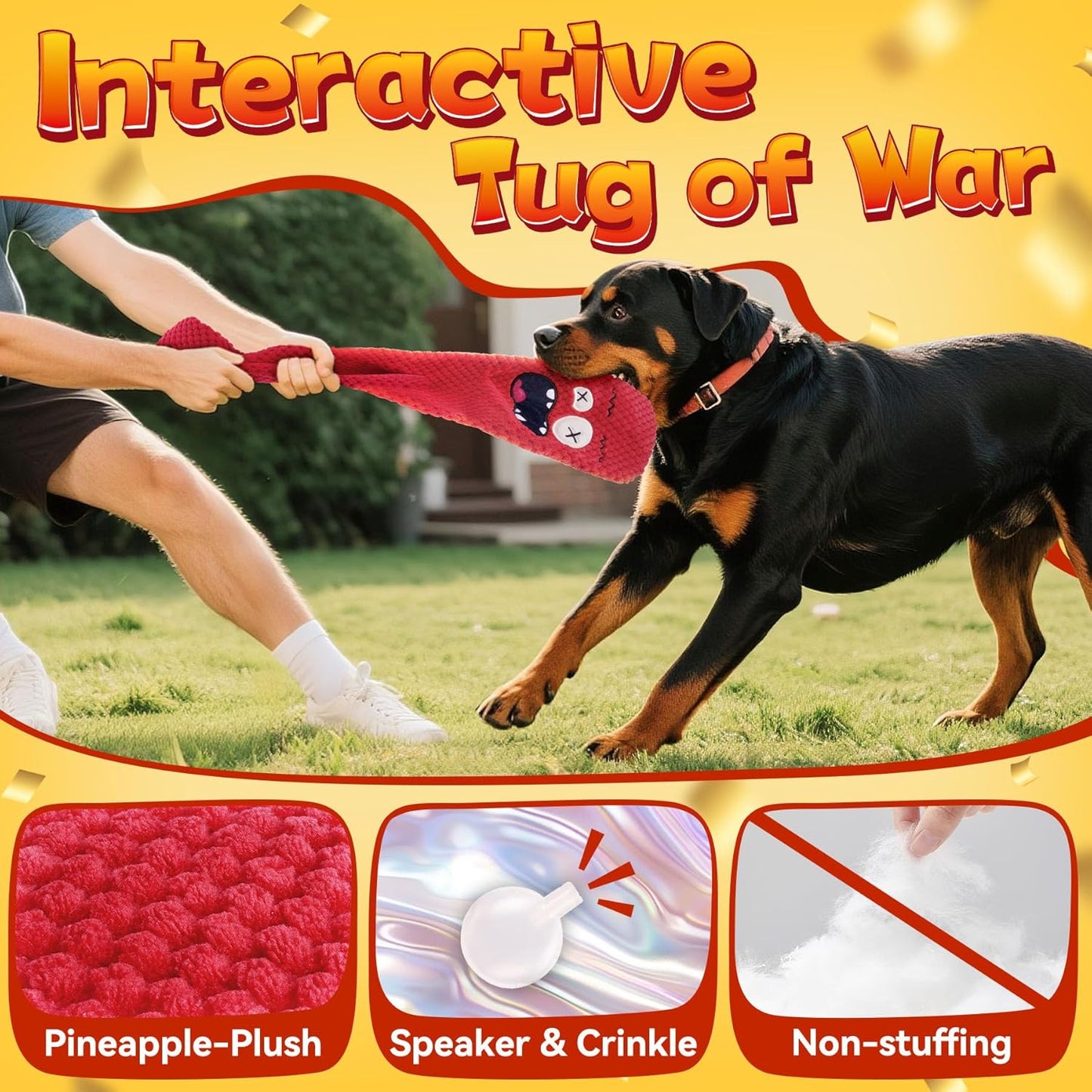 KIPRITII 12-Pack Large Dog Chew Toys for Aggressive Chewers - Includes Indestructible Chew Bone, Interactive Tug Toys, Squeaky Toys, Great for Medium & Large Breeds Dog