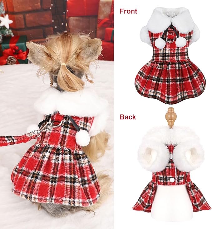 Sebaoyu Dog Sweater Dress, Winter Cute Warm Fleece Dog Sweater Dresses - Image 4