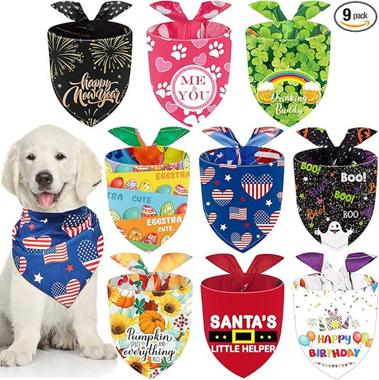 Weewooday 9 Pcs Holiday Dog Bandanas Memory Day Bandanas Patriotic Seasonal by Weewooday