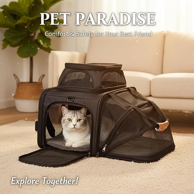 JUNGYOON Cat Carrier, Expandable Airline-Approved Soft-Sided Pet Travel Bag - Image 7
