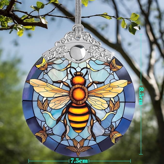 Stained Glass Christmas Ornaments, Jocidea Bee Ornaments - Image 2