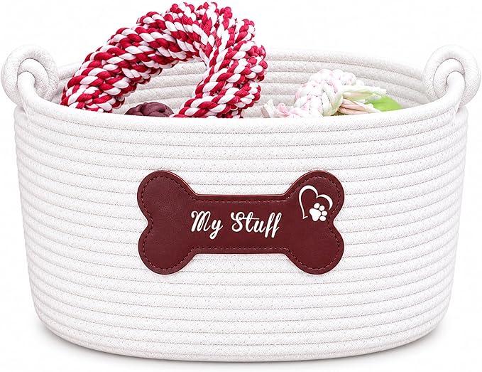 JUPPE Pet Dog Basket with Personalized Name, Dog Toys Storage Organizer Custom by JUPPE