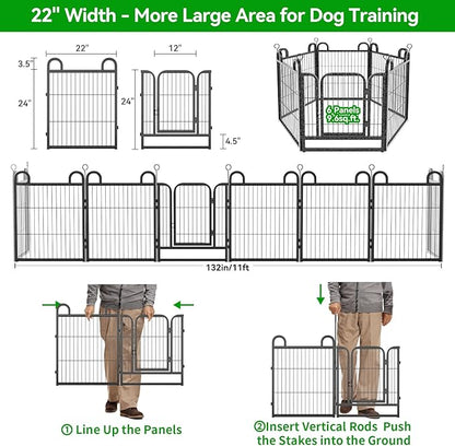 Puppy Playpen 6 Panels Small Dog Fence Outdoor Indoor Use 24" Height Anti-Rust - Image 4