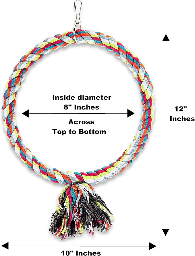 Spoiled Pet® Large Circle Cotton Bird Rope Swing Perch - Image 2