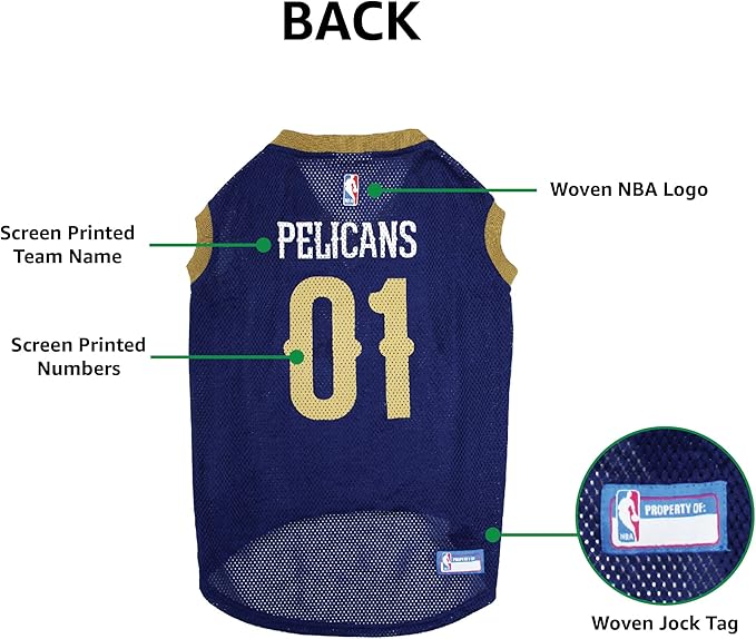 Pets First NBA NEW ORLEANS PELICANS DOG Jersey, Medium - Image 6