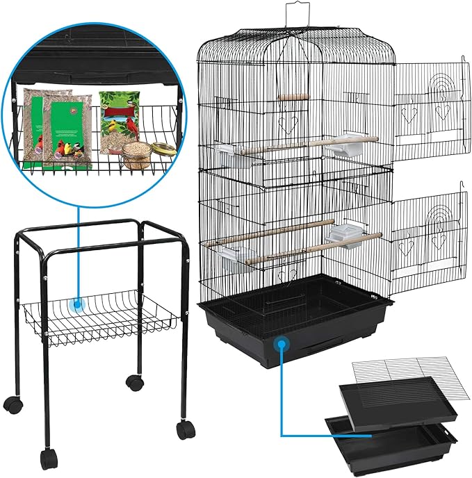 SUPER DEAL 59.3 Rolling Bird Cage Large Wrought Iron Cage - Image 5