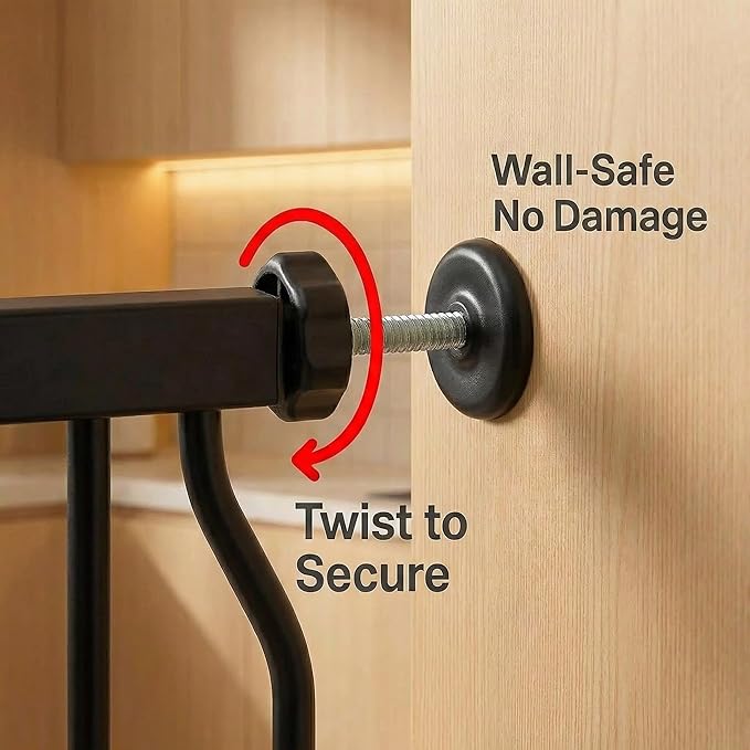 Extra Wide Baby Gate Tension Indoor Safety Gates Black Metal Large Pressure - Image 3