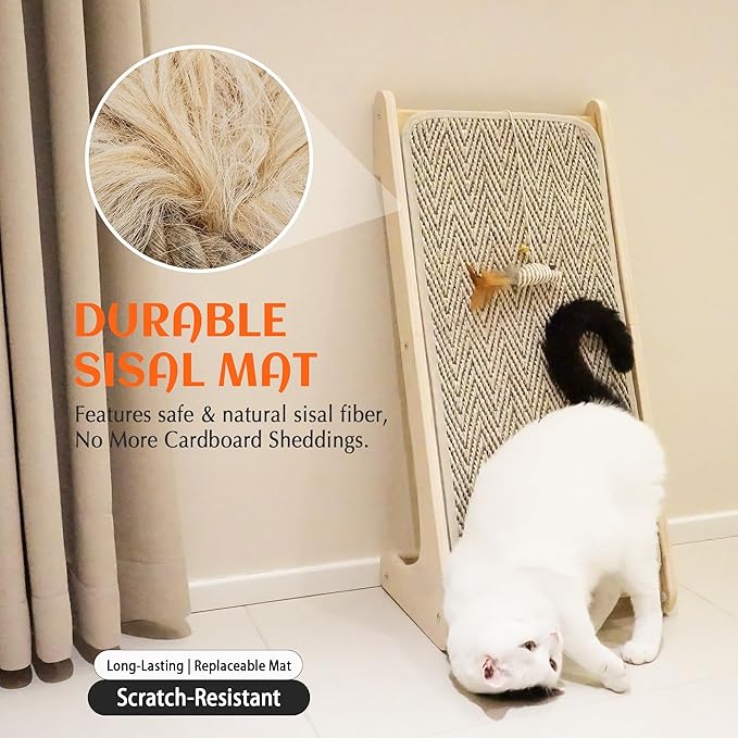 PETKARAY L Shape Cat Scratcher, Sisal Scratching Ramp, Chevron Scratching Pad - Image 5