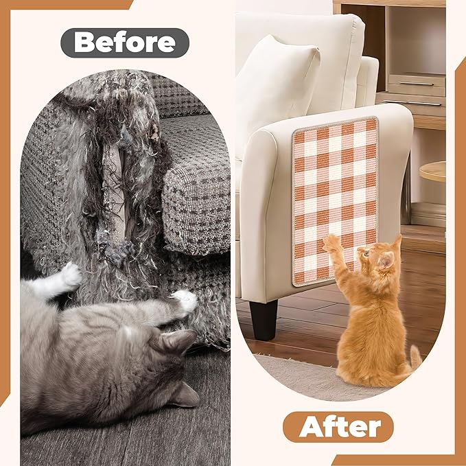 Cat Scratcher Mat, Natural Sisal Cat Scratch Pad, 23.6x15.7 Inch Horizontal Cat - Image 5