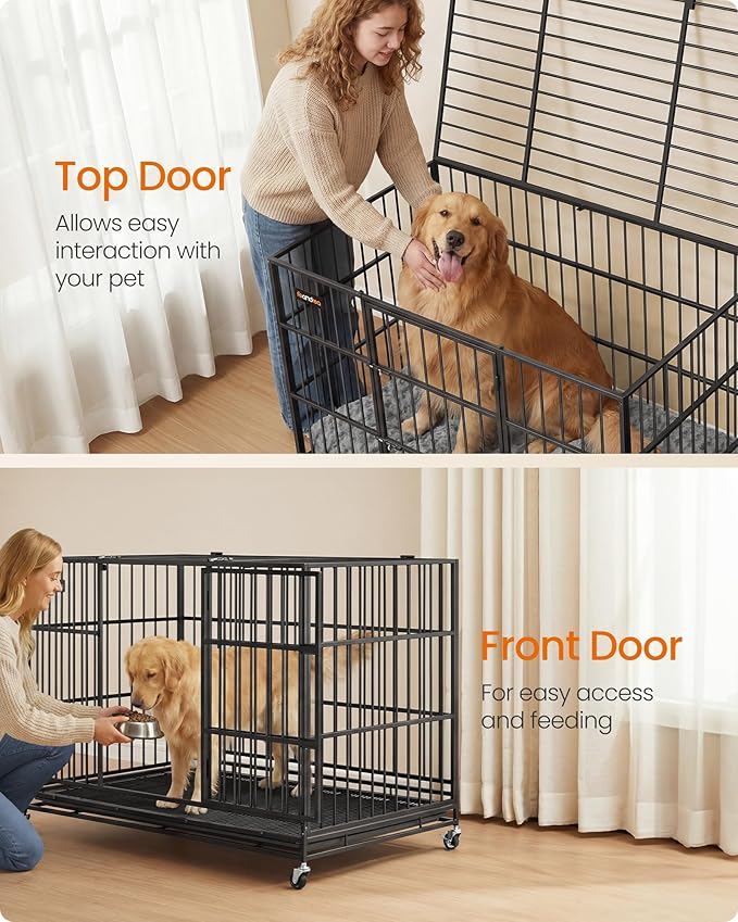 Feandrea Heavy-Duty Dog Crate, 5-Minute Quick Assembly, Foldable Dog Kennel Cage - Image 7