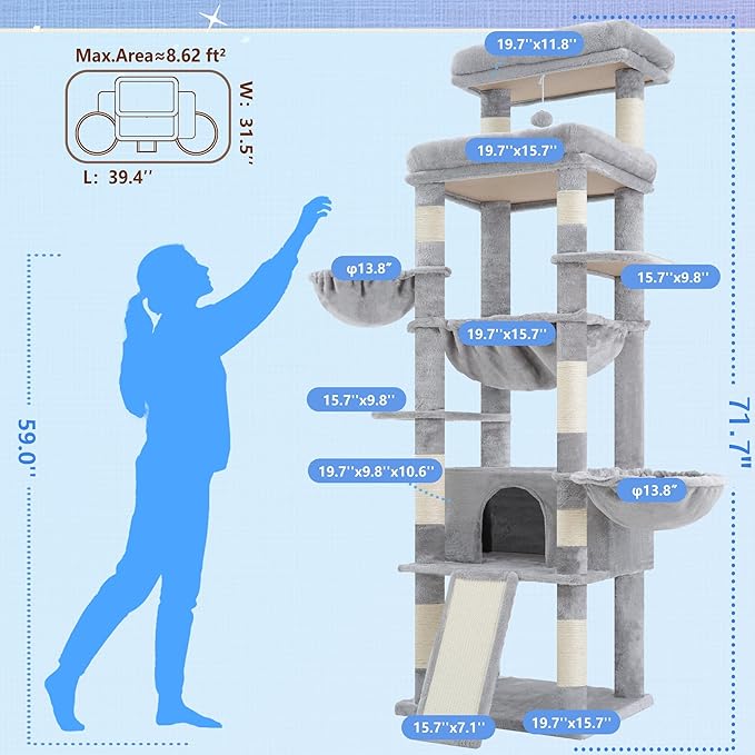 Hey-brother Cat Tree Tower, Scratching Posts - Image 2