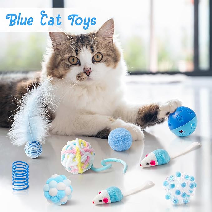 MALLMALL6 Cat Toy Set Interactive Cat Toys 10Pcs Pack Including Cat Springs - Image 4