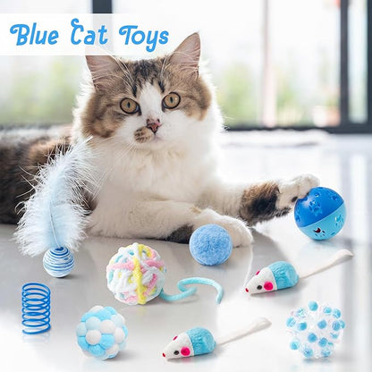 MALLMALL6 Cat Toy Set Interactive Cat Toys 10Pcs Pack Including Cat Springs - Image 4
