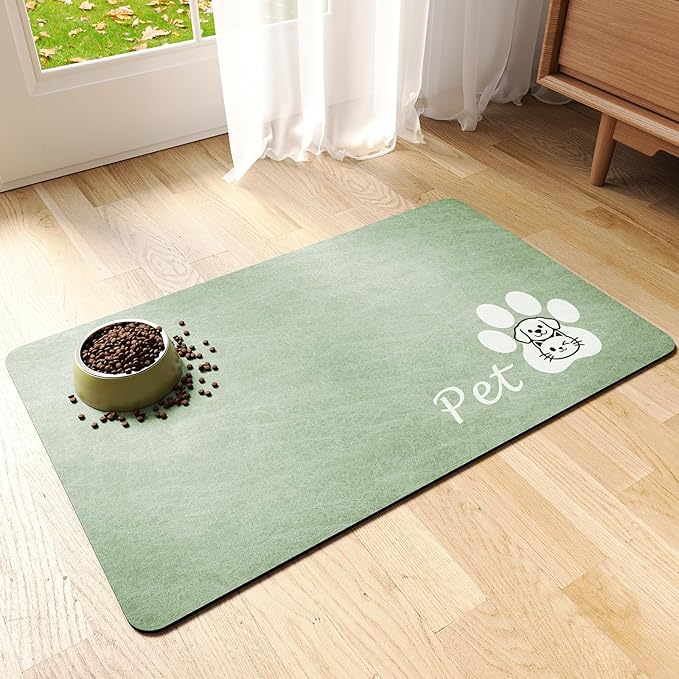 Dog Cat Feeding Mat-Absorbent Pet Bowl Mat by RUEYA
