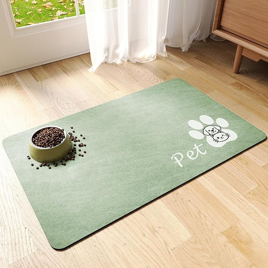 Dog Cat Feeding Mat-Absorbent Pet Bowl Mat by RUEYA