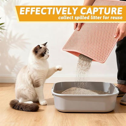 Pieviev Cat Litter Mat Double Layer Waterproof Urine Proof Trapping Mat 1 Pack) - Image 3