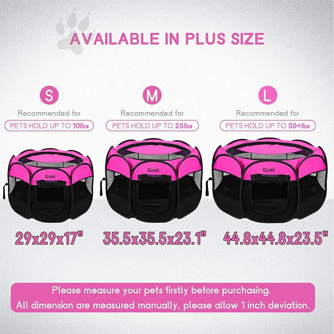 GOOZII Portable Dog Playpen for Small Dogs Indoor Outdoor, Foldable Pet Puppy - Image 2