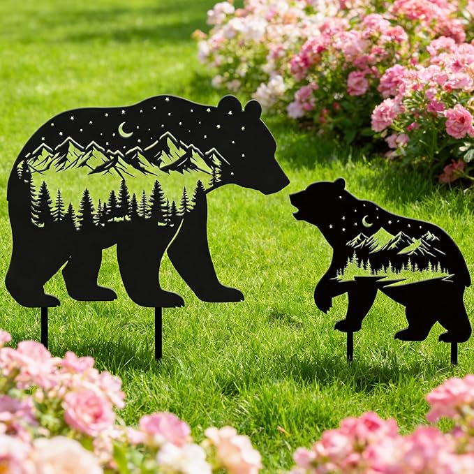 Rngmsi Black Bear Metal Garden Stakes Decor, Bear Gifts - Image 6